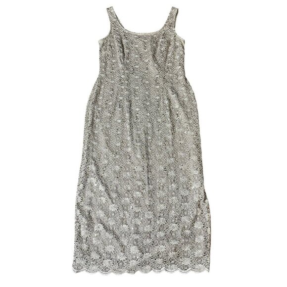R&M Richard’s Silver Lace Mid Length Dress - Picture 2 of 7
